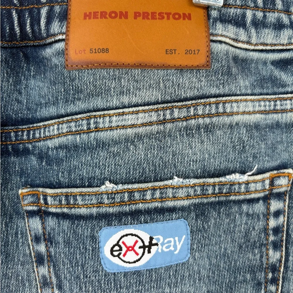HERON PRESTON Elastic Band Jeans Ex-Ray Washed Indigo Size 32 - Picture 9 of 13
